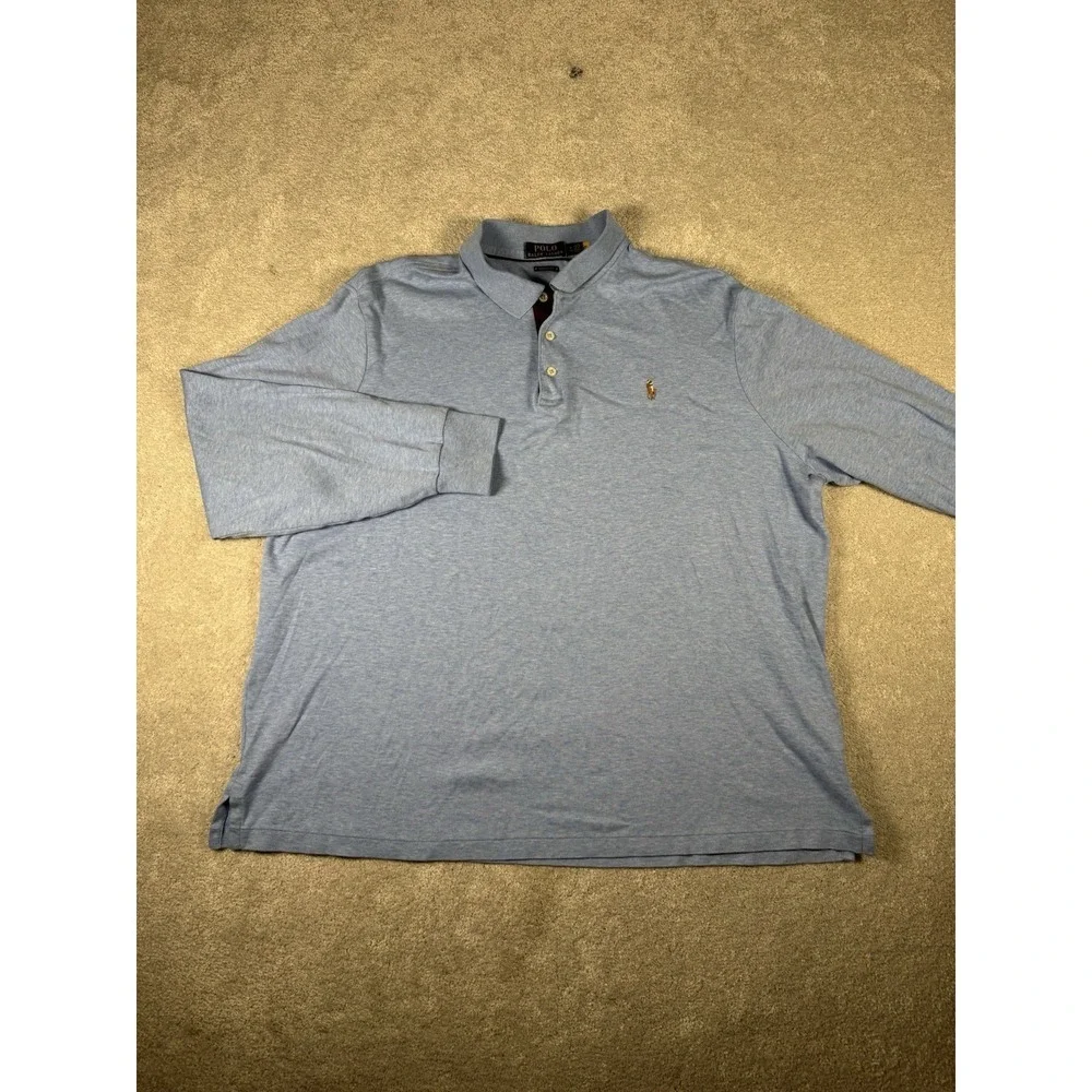 Polo Ralph‎ Lauren Men's XL Henley Heather Blue Classic fit L/S Flesh pony Boxy